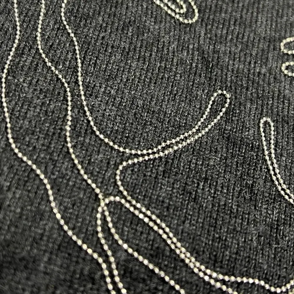 BRUNELLO CUCINELLI Mid Sleeve Cashmere Sweater Flower Detail Women's Sz L Gray - Picture 6 of 10